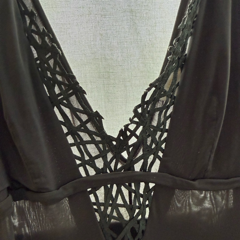 La Perla Dark Gray Slip Dress with Intricate Cage Lace
